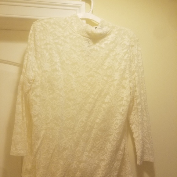 Moda International Tops - MODA International White Lace Shirt